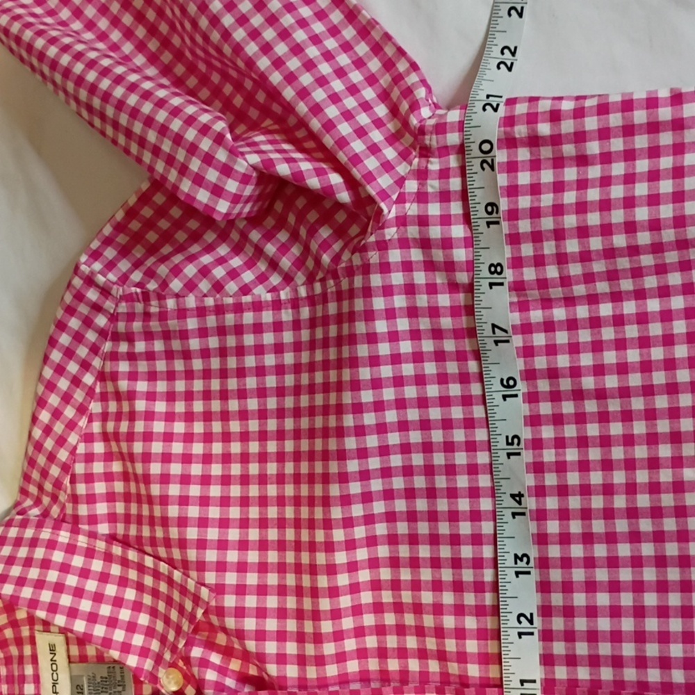 Evan Picone Women's s Pink Checkered Button Down Shirt m - Picture 7 of 10